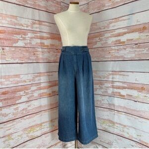 Ralph Lauren Black Label Buckled waist wide leg pants Women’s 12 denim